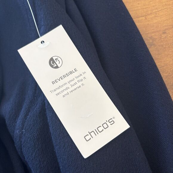 NWT Chicos Open Front Reversible Duster Cardigan Blue Half Sleeve 2 Large READ - Picture 6 of 8